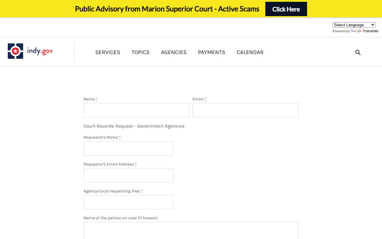Marion County Clerk's Office court records government request form