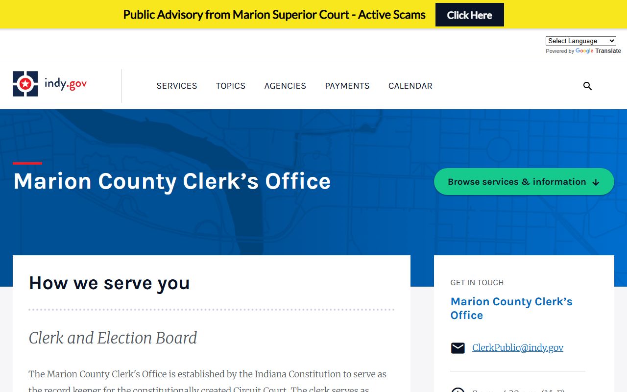 Marion County Clerk's Office court records agency page