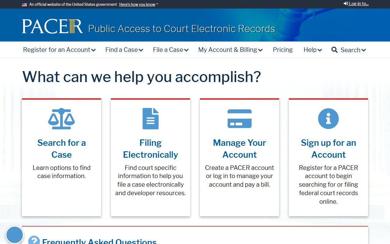 Marion County court dockets PACER federal search