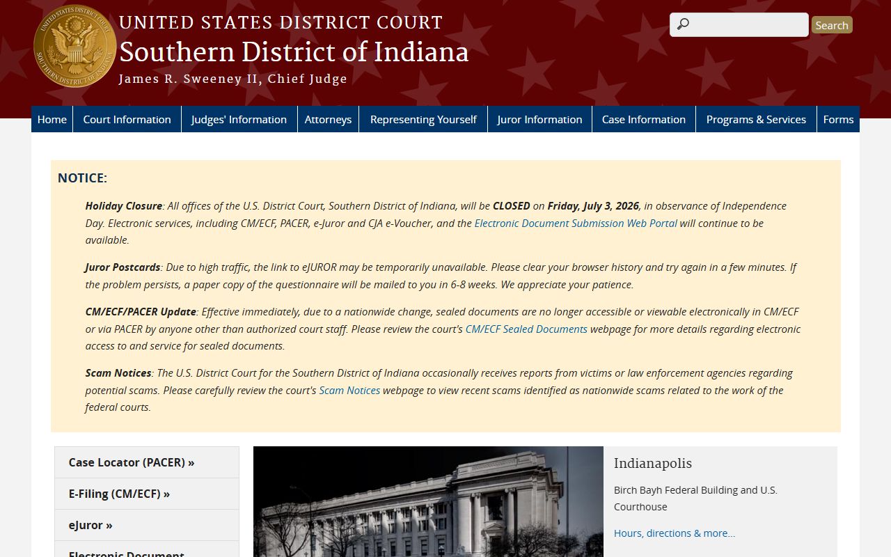 Marion County court dockets Southern District of Indiana