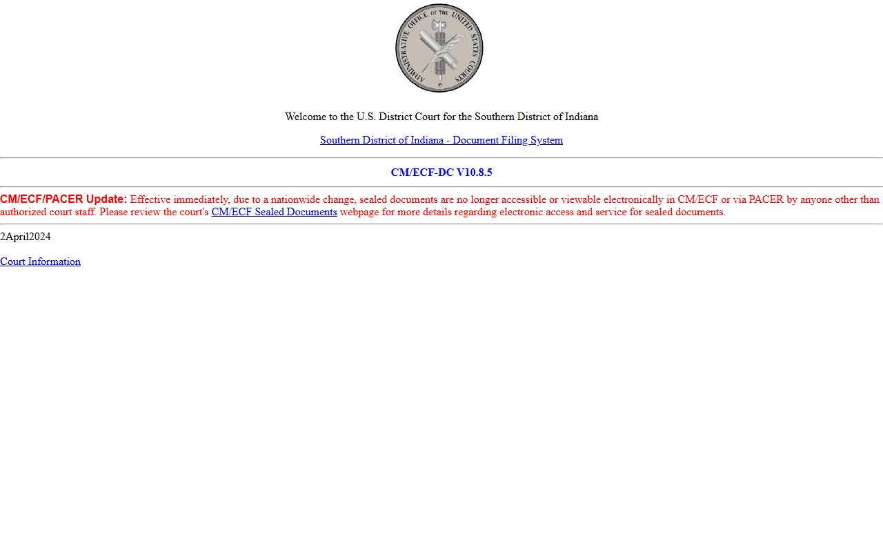 Marion County court dockets federal CM ECF system