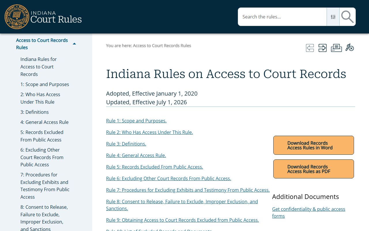 Marion County court records Indiana access rules