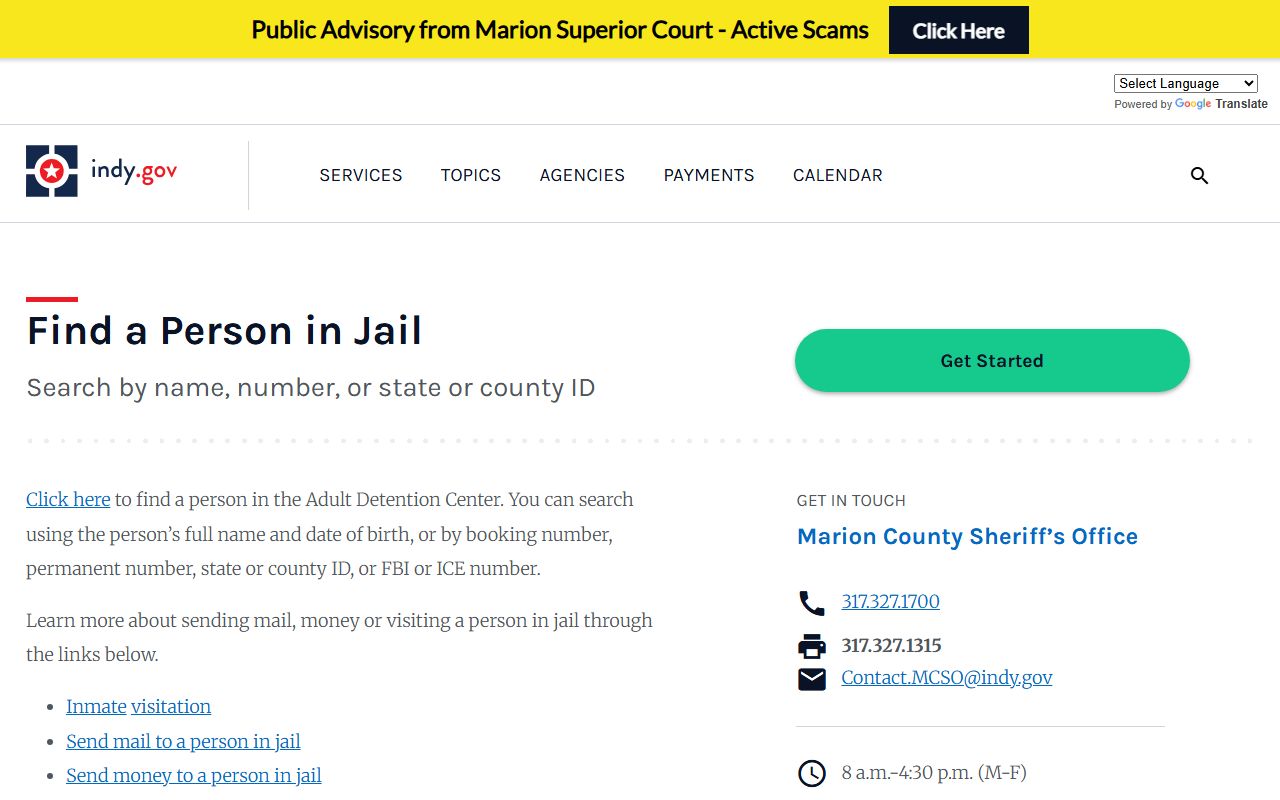 Marion County inmate records find a person in jail page