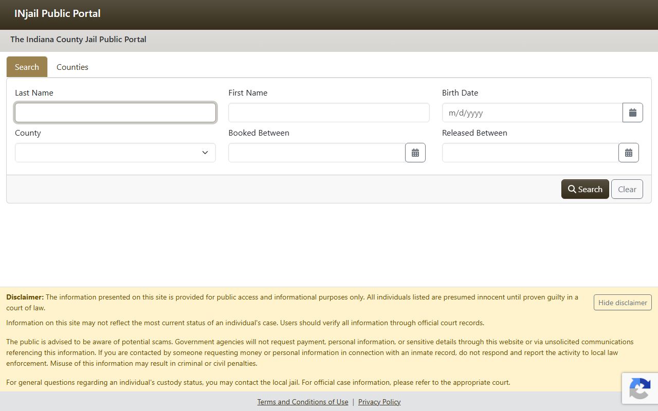 Marion County inmate records statewide Indiana jail portal