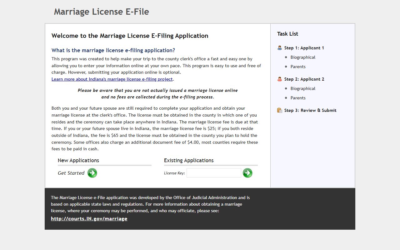 Marion County marriage records Indiana online application portal