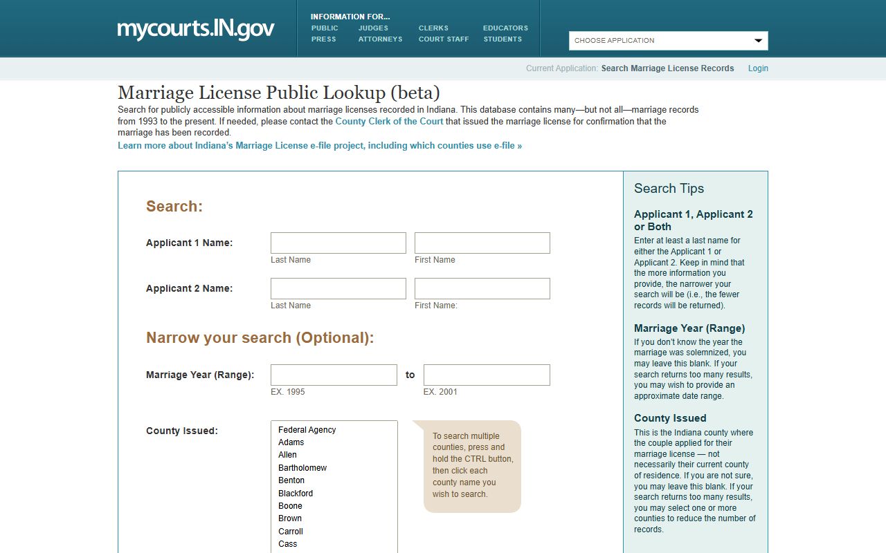 Marion County marriage records public marriage license lookup
