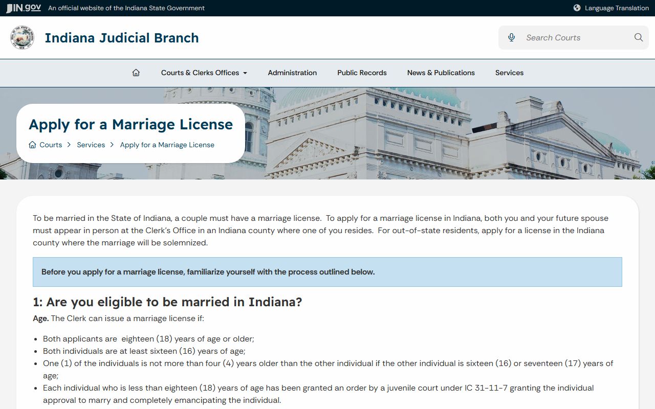 Marion County marriage records Indiana marriage license information