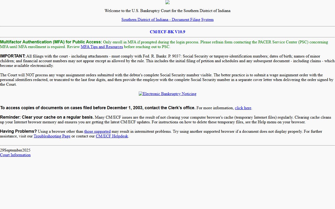 Marion County probate records federal bankruptcy CM ECF system